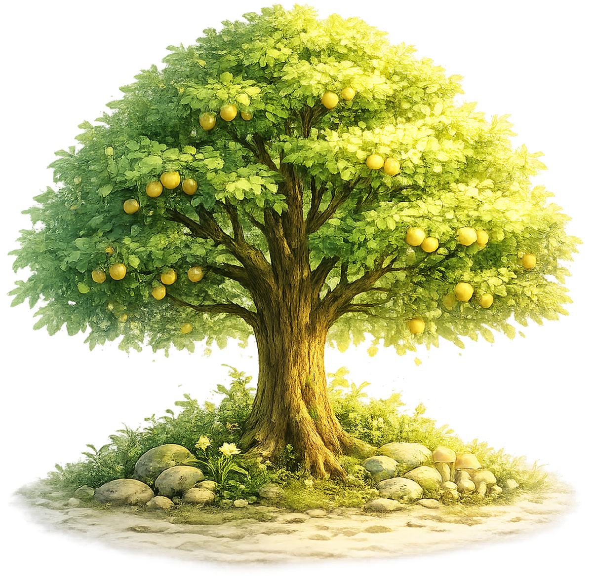A flourishing tree, heavy with fruit