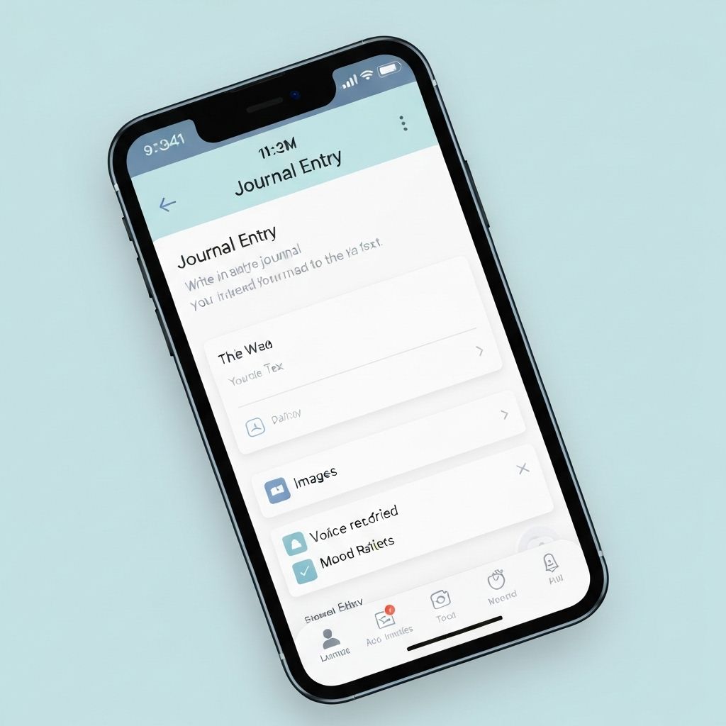 A LastingMind app screen showing journal-style prompts that train a personal AI.